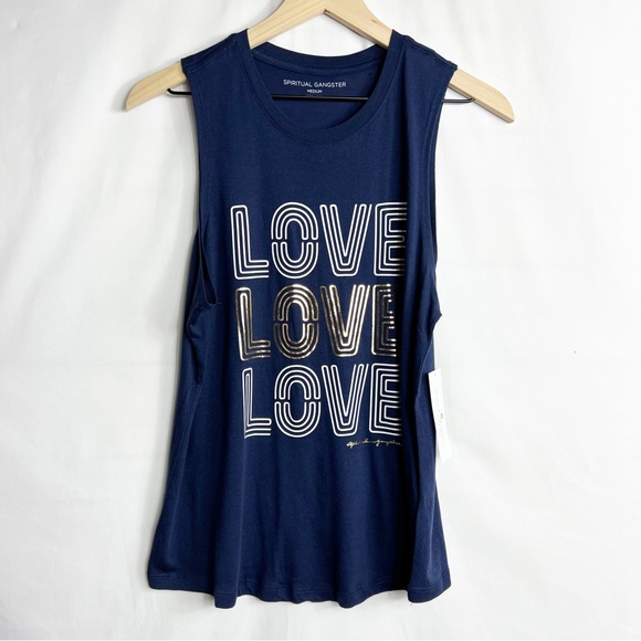 Spiritual Gangster Tops - SPIRITUAL GANGSTER Navy LOVE Muscle Tank Top NWT in Medium